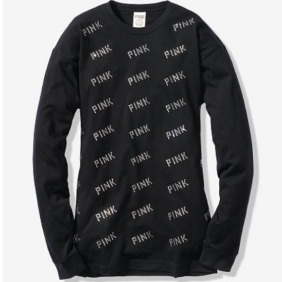 VS PINK S L BLING RHINESTONE CREW NECK LONG-SLEEVE - Picture 5 of 6